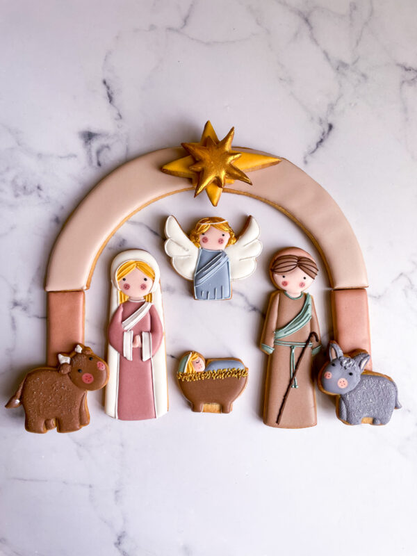 Nativity cookies decorated with royal icing